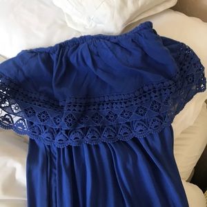 Royal blue off shoulder dress